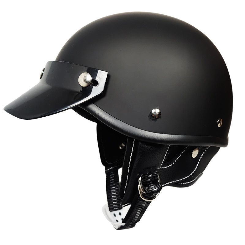 艶消し黒マットブラック半キャップDOT認証半帽子ハーレーヘルメットハーフヘルメットバイザー付き男女兼用四季ヘルメットバイクヘルメット原付ヘルメット軽量Ｍ－XLサイズ選択可能