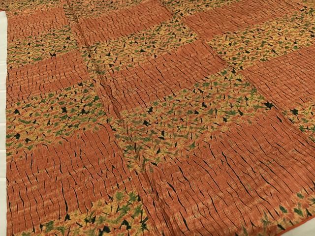 平和屋着物○上質な紬 絞り 段違い文 正絹 逸品 AAAZ0255zg