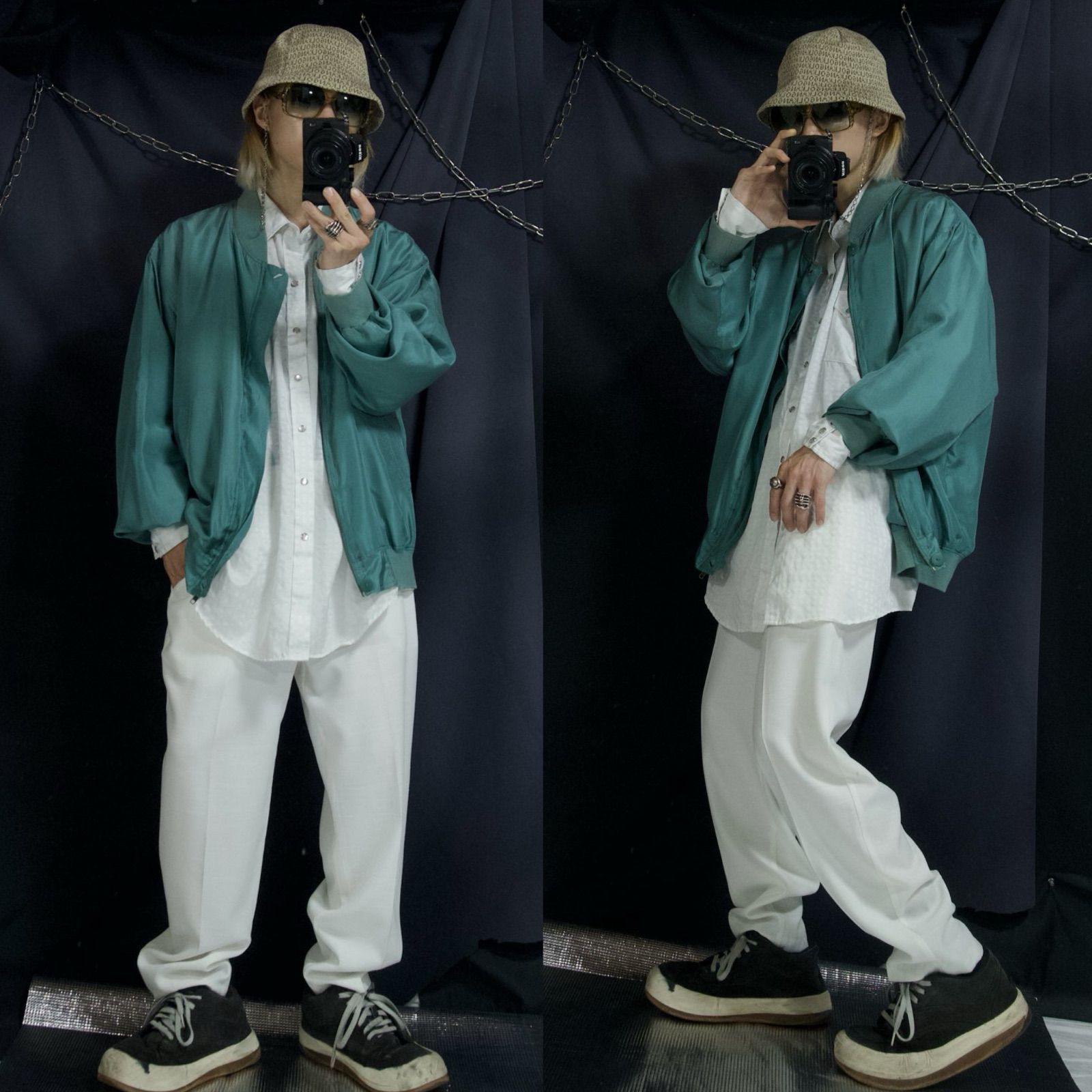 90 s BRIGGS Oxford×Ripstop Rayon Blend Tapered Center Crease Easy Pants