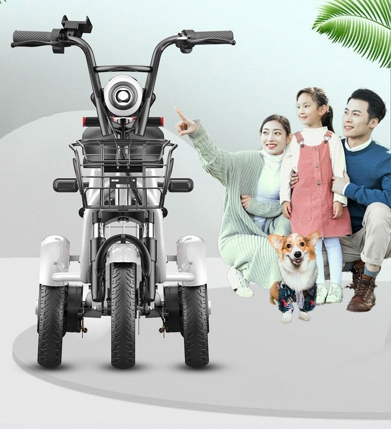 大人用3輪電動自転車 スクーター付きロック付き高速バッテリー充電器帽子付きショッピング用