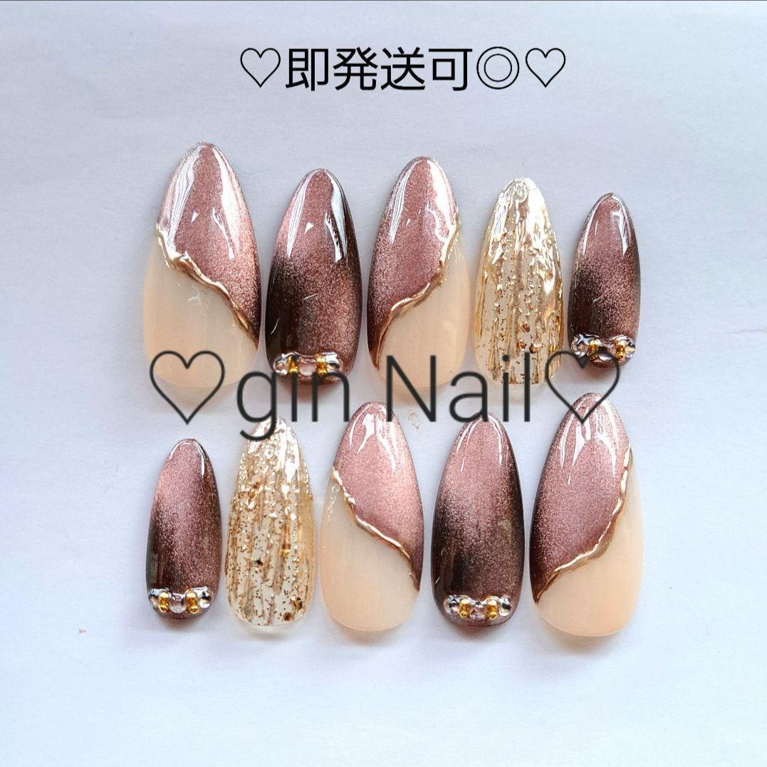 №031】ネイルチップ ひどかっ ハンドメイド ミラー フレンチ ラメ