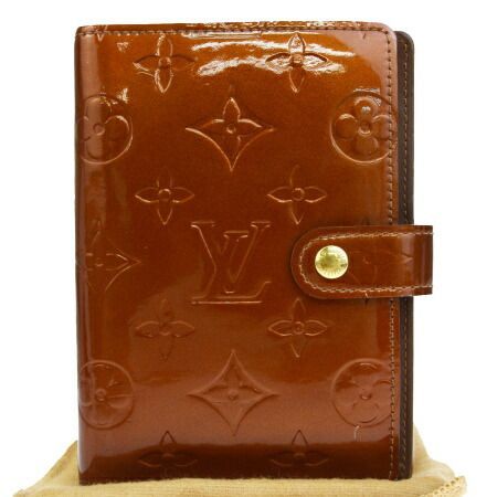 【中古】 外美品 ルイヴィトン LOUIS VUITTON アジェンダ PM 手帳カバー モノグラム ヴェルニ ブロンズ エナメル 保存袋付 R21004 07ES204