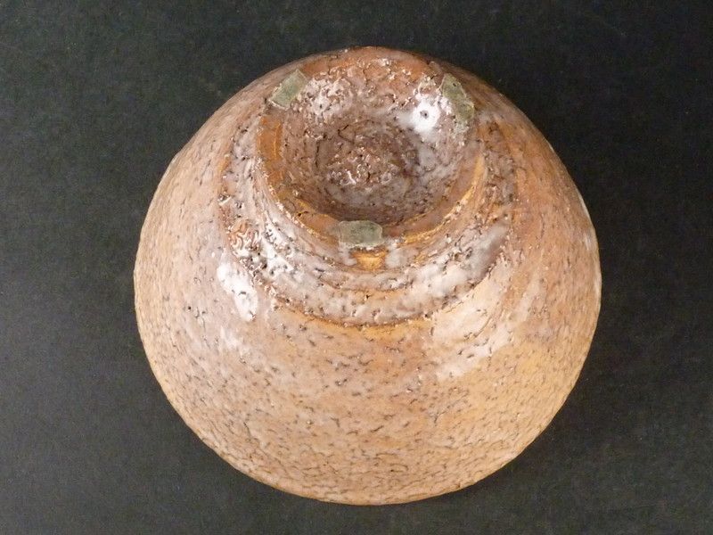 清宮】椿秀窯 小野光臣「萩茶碗」共箱 幅 約14.5cm 高さ 約9cm