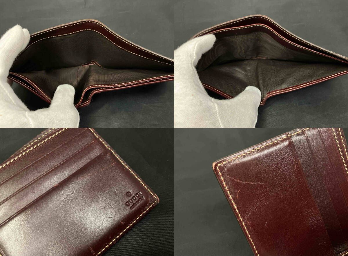 GUCCI グッチ グッチシマ 二つ折り財布 シグネチャー メンズ ボルドー