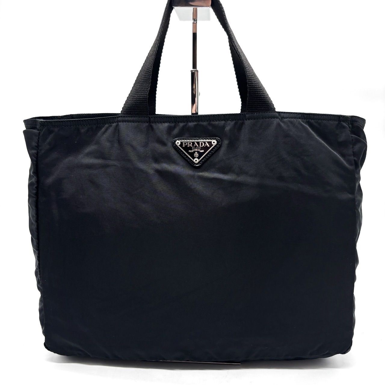 良品】 PRADA プラダ 三角プレート トートバッグ ハンドバッグ 