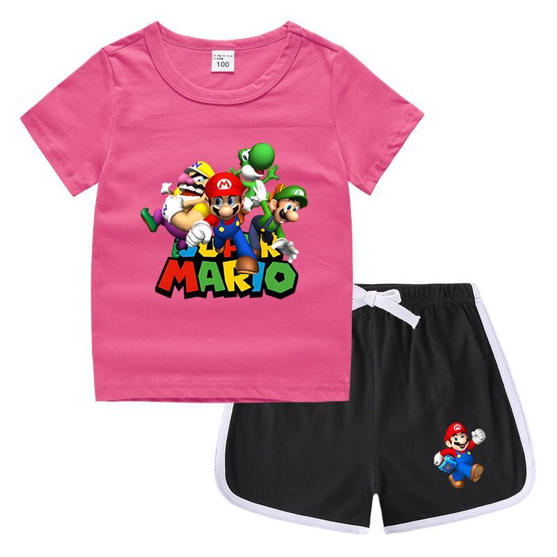 【スーパーマリオ】【キッズ】キノピオTシャツ&ショートパンツセット セール】【スーパーマリオ】【キッズ】キノピオ＆ヨッシーT