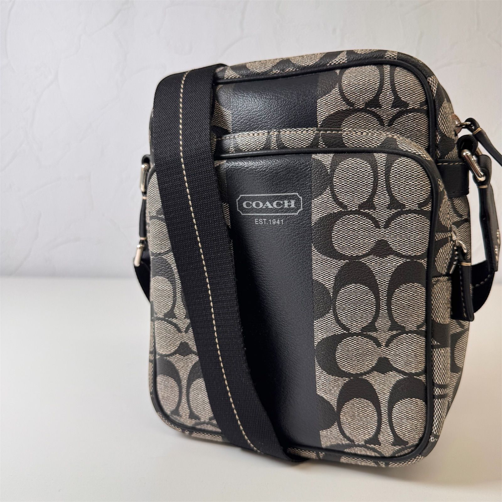 COACH　コーチ ショルダーバック　シグネチャー　ヘリテージ　PVC メンズ 10％クーポン】✨Aランク COACH コーチ ショルダーバッグ クロス