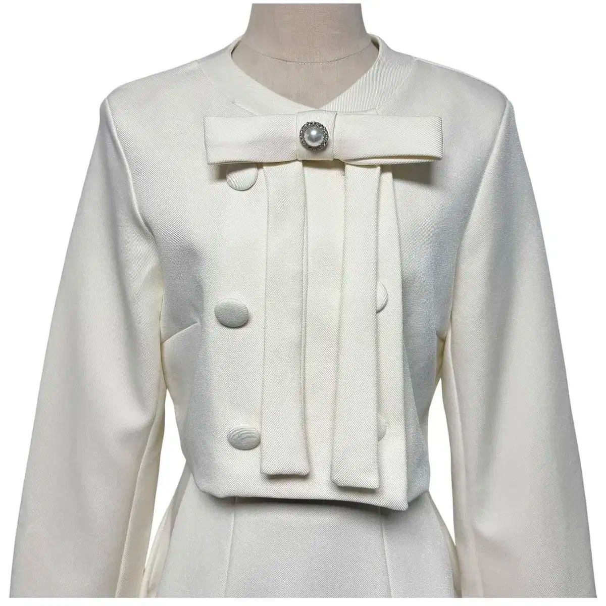 3631 アイボリー クロップドジャケット ロング丈スカート セットアップ