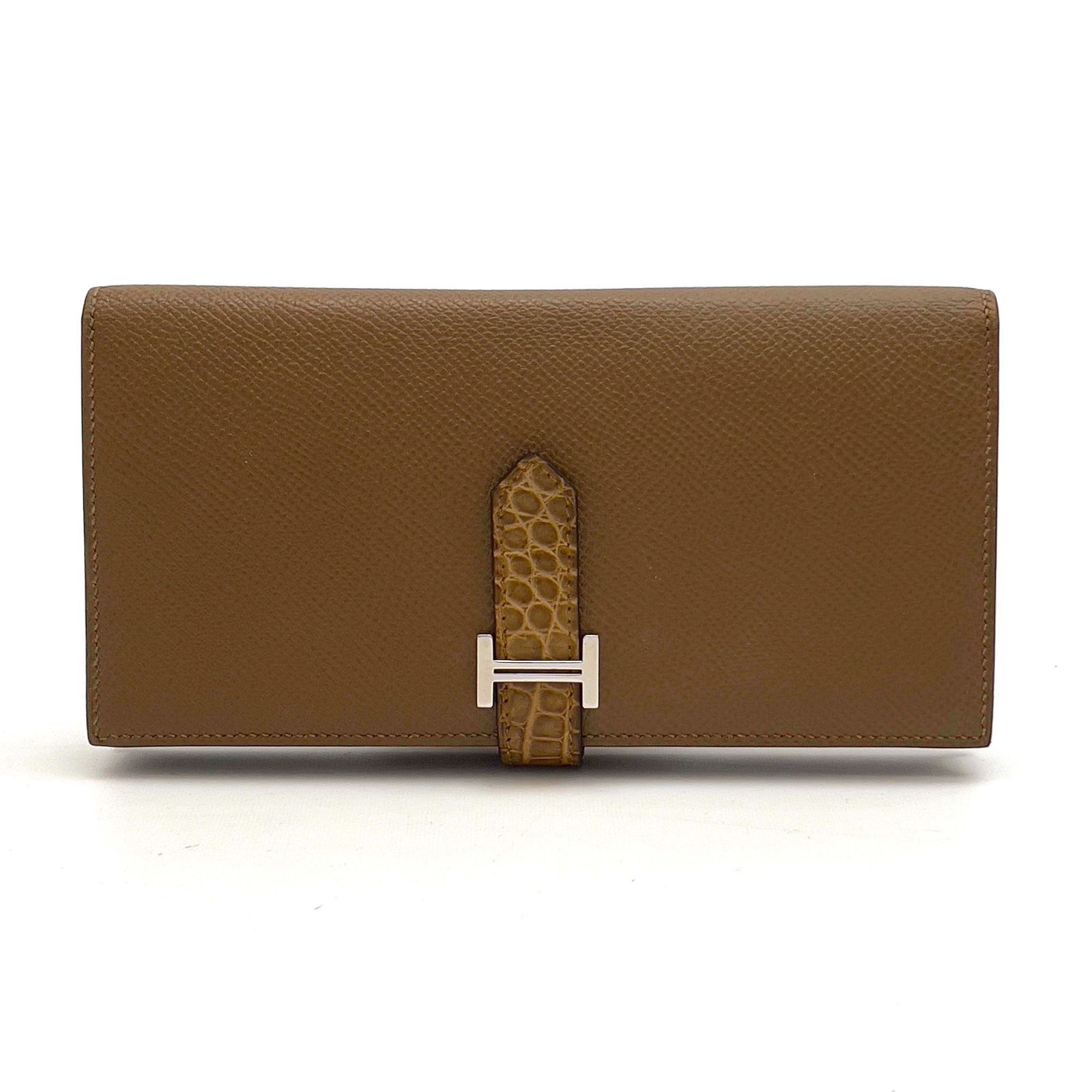 HERMES エルメス ベアンスフレ タッチ  エプソン×アリゲーター 長財布●メンズ アルザン×クラフト  Z刻印 HERMES エルメス ベアンスフレ タッチ エプソン×アリゲーター 長財布