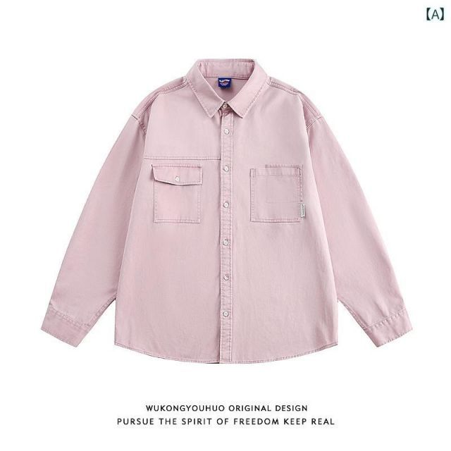 メンズ ファッション 服 用 オシャレ シンプル 大人 かっこいい 大きいサイズ ストリート 紳士服 アメリカン レトロ マルチ ポケット ワークウェア 長袖 シャツ カジュアル