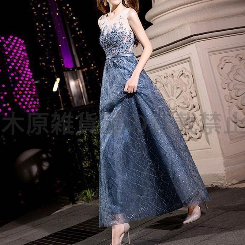 日本全国無料配達! ♥ カラードレス 青 安い イブニングドレス 花嫁 ロング パーティードレス 演奏会 フォーマルドレス 結婚式 二次会 カクテルドレス 袖なし ノースリーブ ラメ きらきら