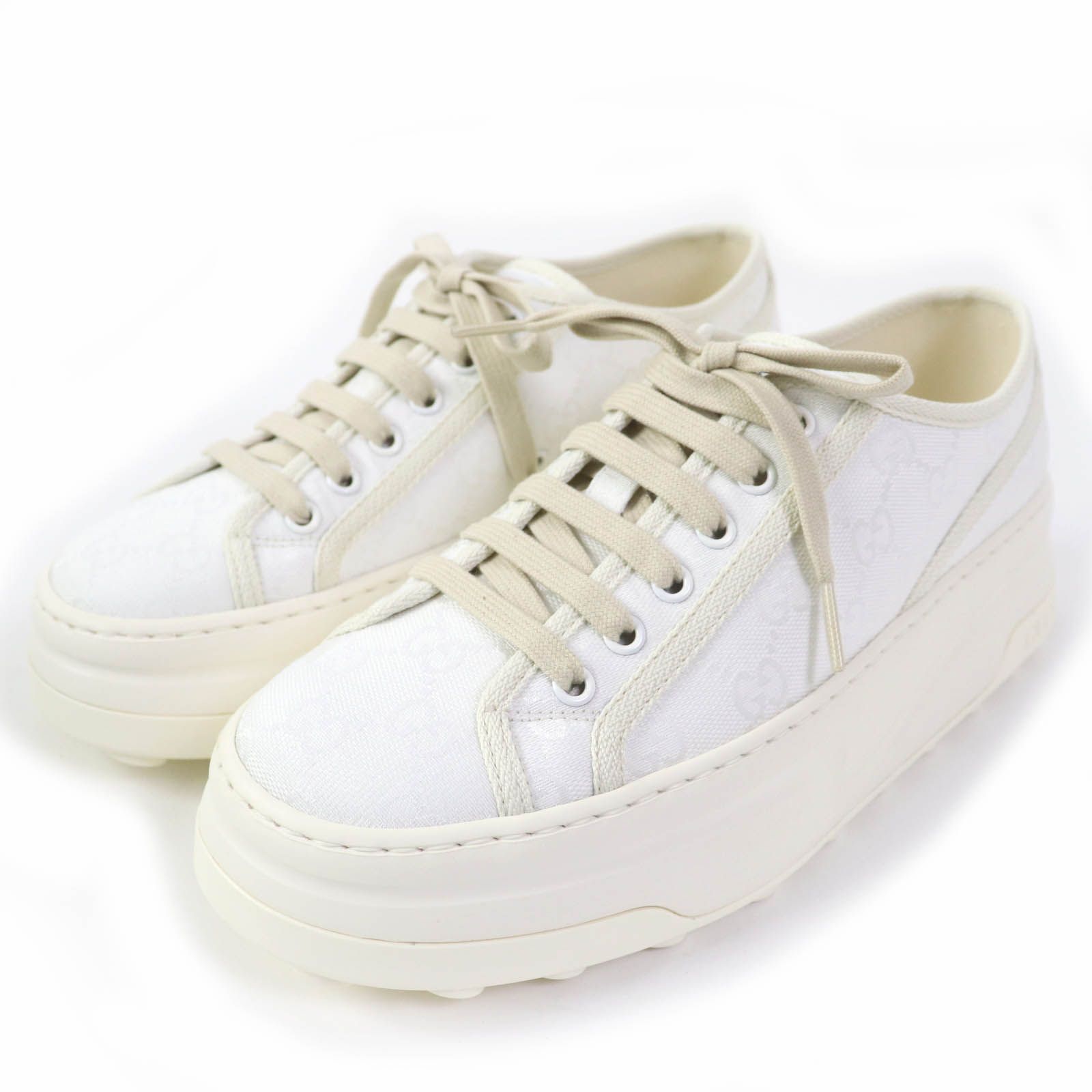 未使用品☆GUCCI グッチ 746767 TENNIS 1977 GGキャンバス ローカットスニーカー ホワイト 39.5 箱・保存袋付き  イタリア製 レディース - メルカリ