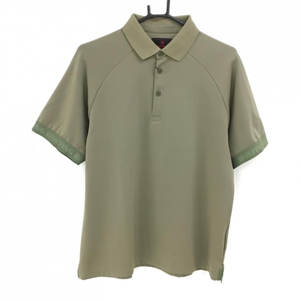 新品】ブリーフィング 半袖ポロシャツ カーキ 袖口ロゴ ストレッチ
