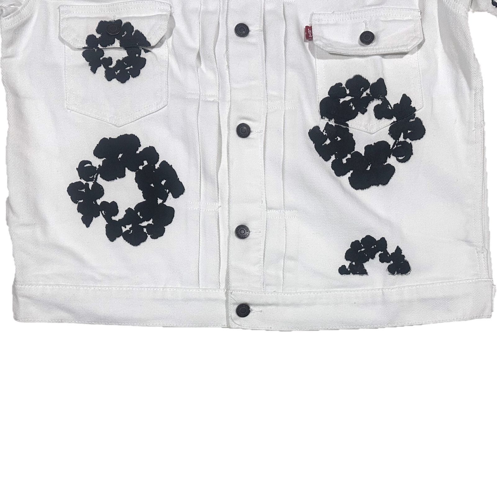 デニムティアーズ リーバイス フラワープリント デニムジャケット ホワイト S デニムティアーズ リーバイス フラワープリント デニム