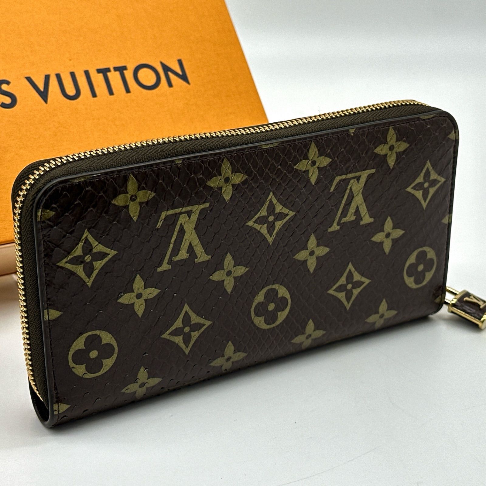 廃番モデル】LOUIS VUITTON ルイヴィトン 長財布 ジッピー・ウォレット モノグラム パイソン エキゾチック ブラウン 茶 ゴールド金具  N80148 - メルカリ