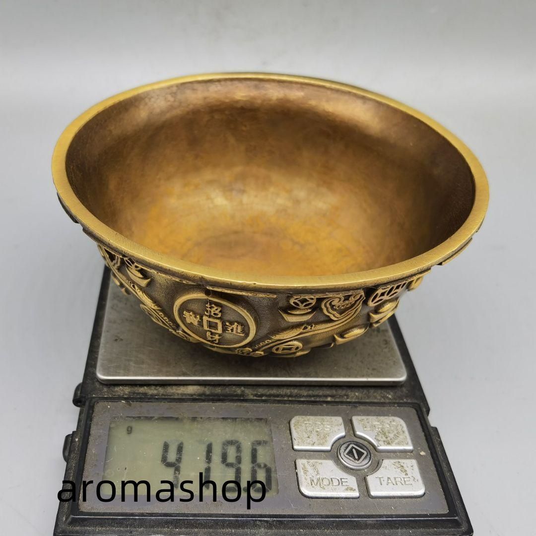 銅 細工 招財進宝銅盤 開運 風水 招財 置物 工芸品 銅 細工 招財進