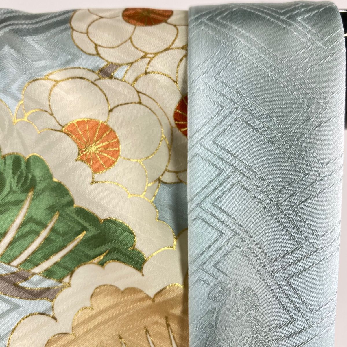 振袖 身丈172cm 裄丈67cm M 袷 吾妻徳穂 落款 貝桶 松梅 金糸 金彩  