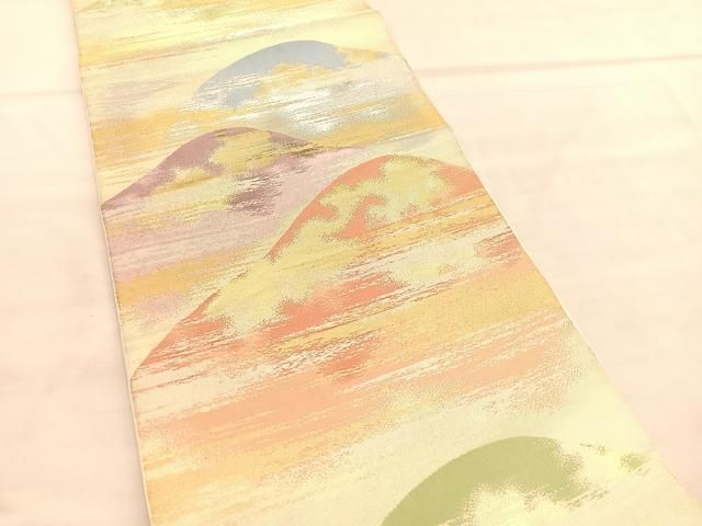 平和屋着物○西陣 川島織物謹製 六通柄 本袋帯 遠山文 金銀糸 正絹