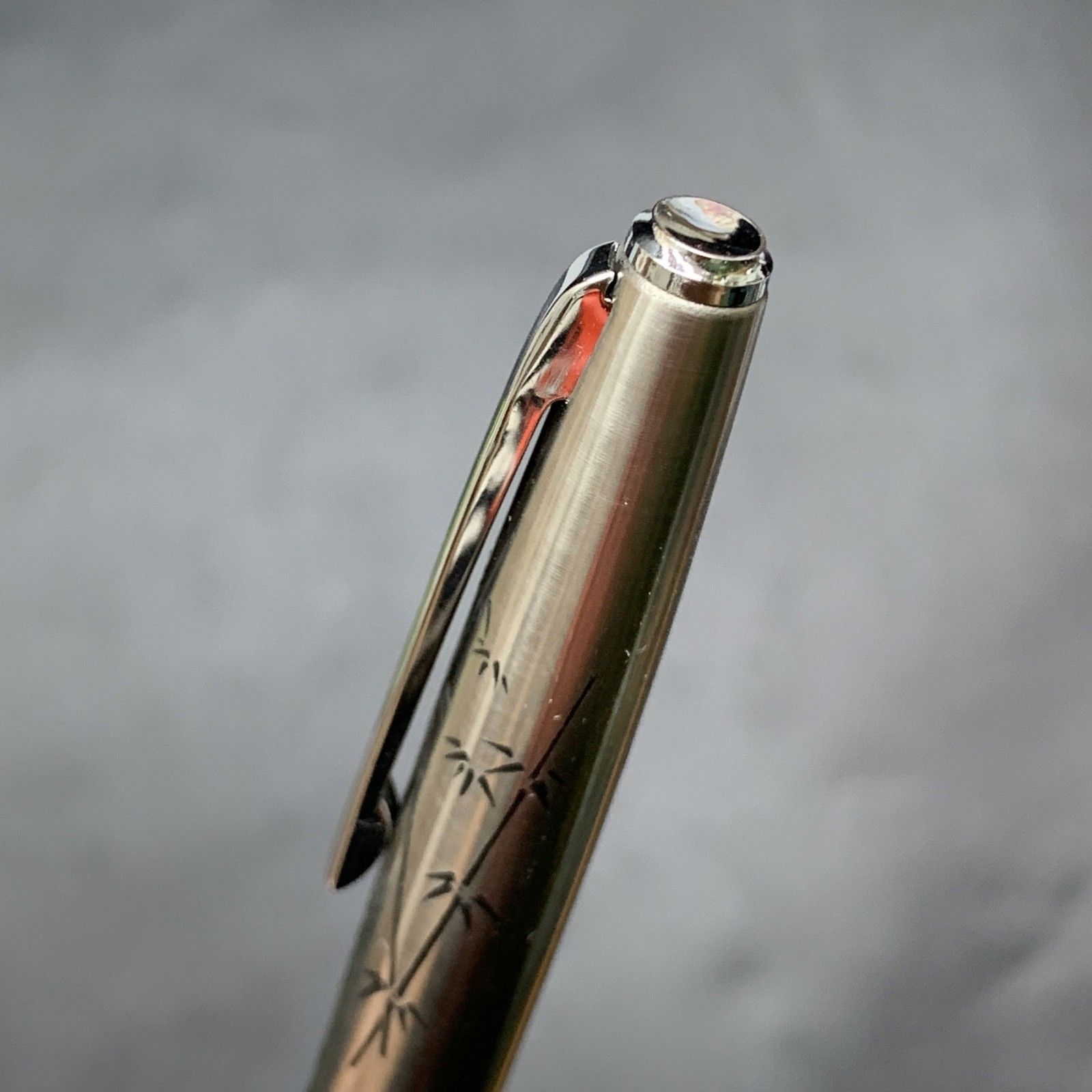 M346廃盤 プラチナ万年筆 ステンレス蝕刻 ペン先18K-WG 18金 竹とキジ