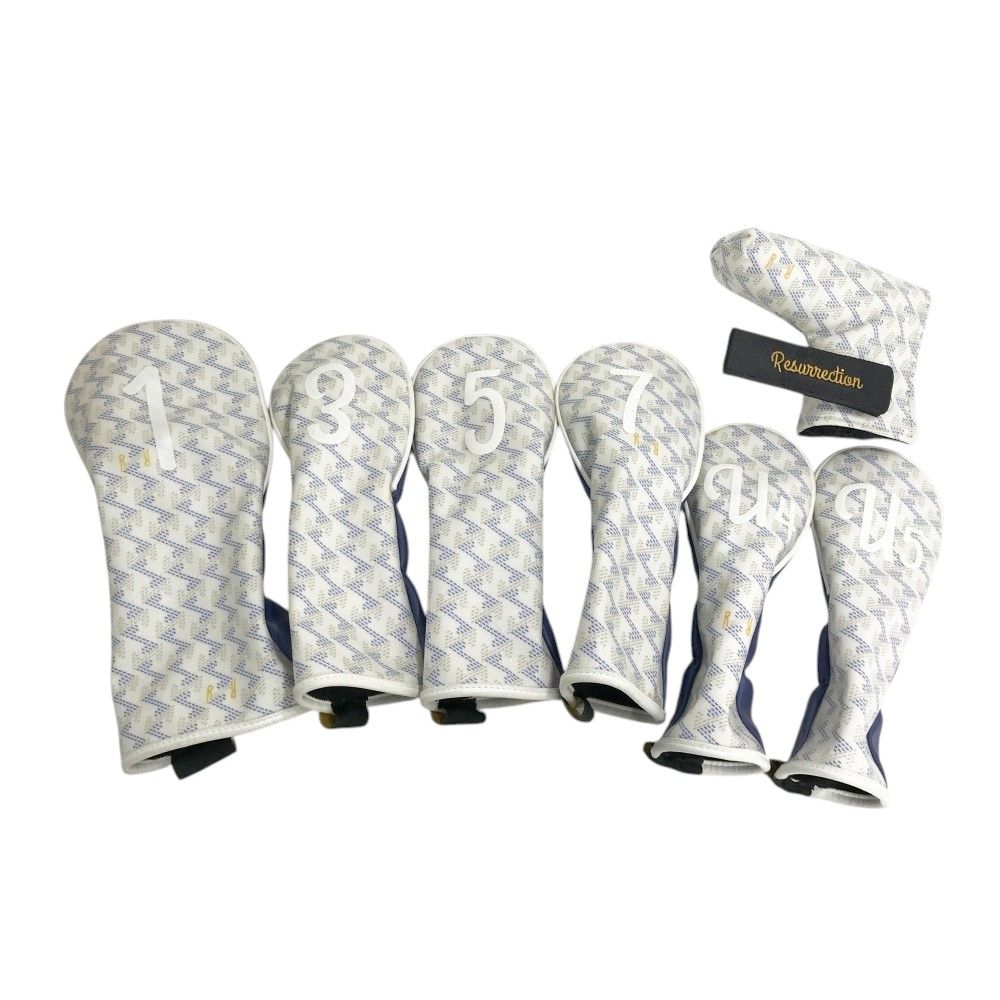 RESURRECTION レザレクション ヘッドカバー 7点セット 総柄 ホワイト系 DR FW×3 UT×2 PT 240101549727 ゴルフウェア ストスト