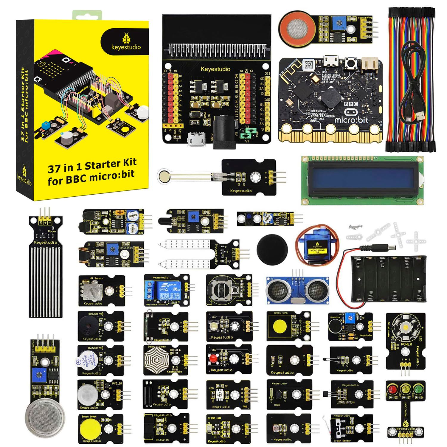 KEYESTUDIO 37センサースターターキット Micro bit V2付き 10代から大人まで簡単に学べるmicrobitコーディング