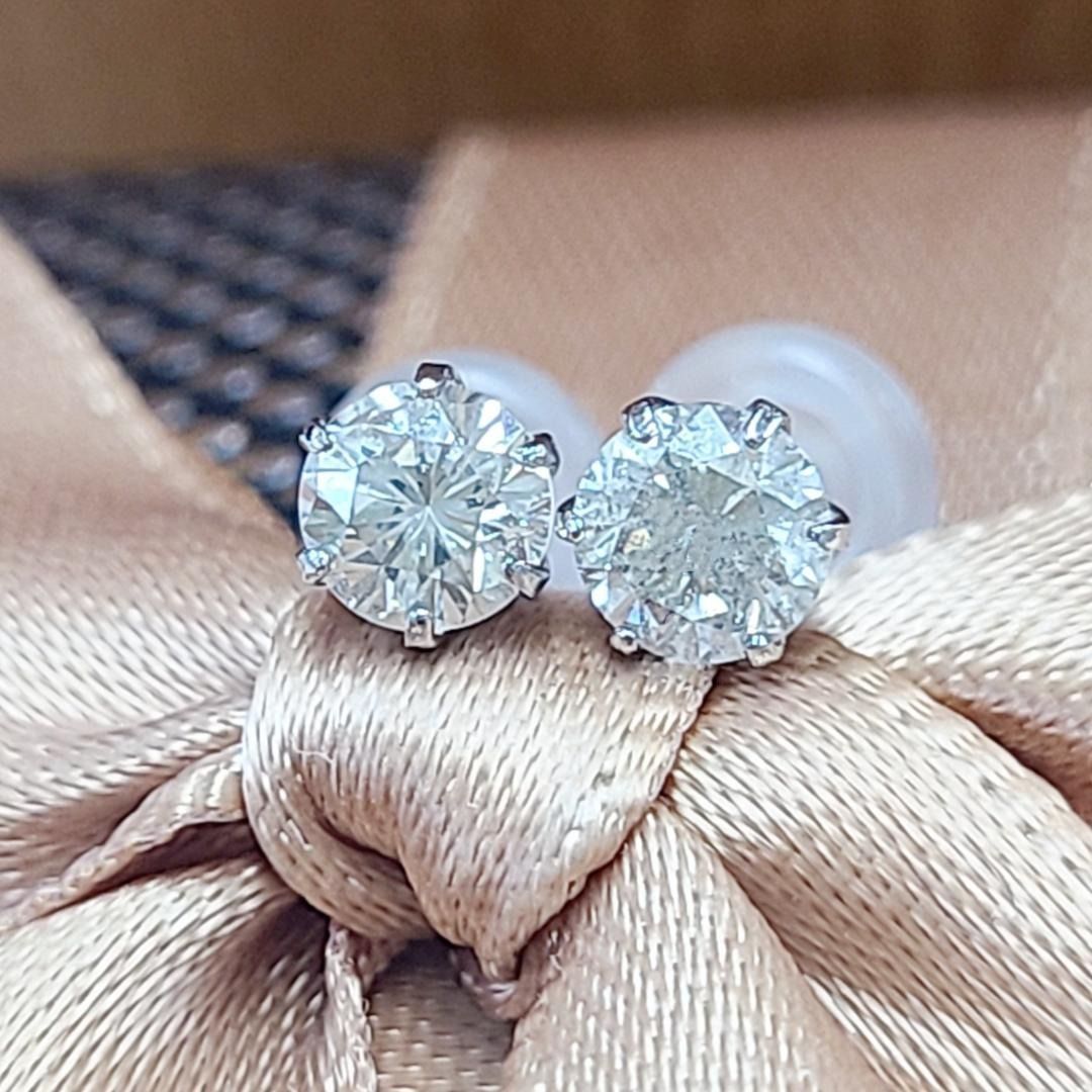 ギラギラ！ 計0.5ct ダイヤモンド 一粒 プラチナ 6本爪 ピアス 鑑別 ギラギラ！ 計0.5ct ダイヤモンド 一粒 プラチナ 6本爪 ピアス 鑑別