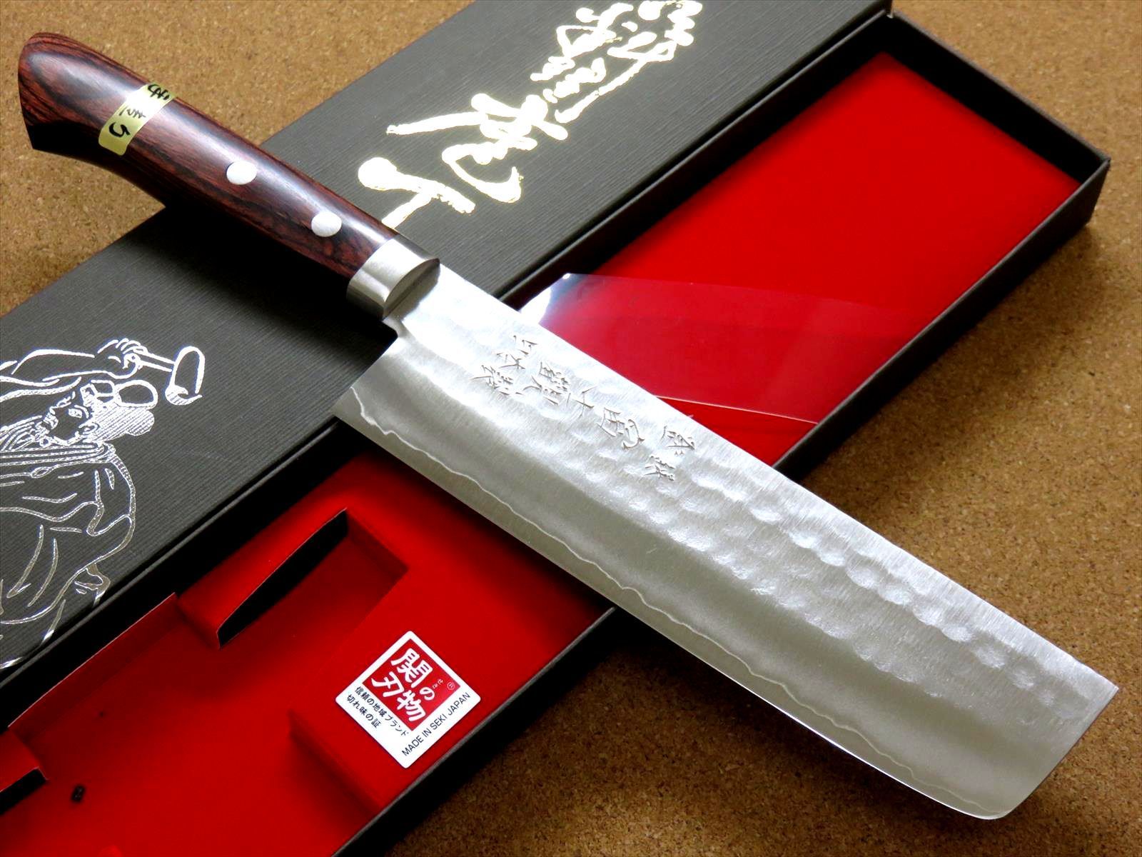 関の刃物 菜切り包丁 165mm 鎚目鍛造 本割込 3層鋼 口金付き 野菜 両刃 関の刃物 菜切り包丁 16.5cm (165mm) 富士觀 鎚目鍛造 本割込 3層鋼 V