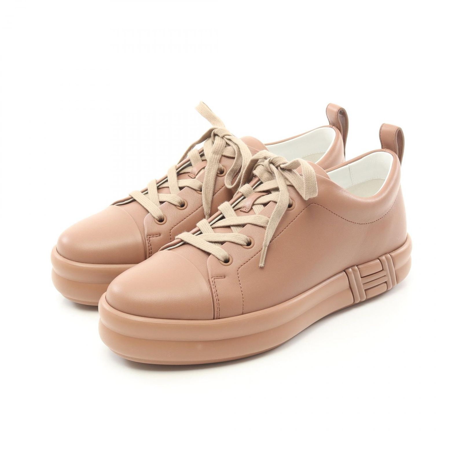 HERMES エルメス ベージュ レザー スニーカー 23.5/36ハーフ エルメス 