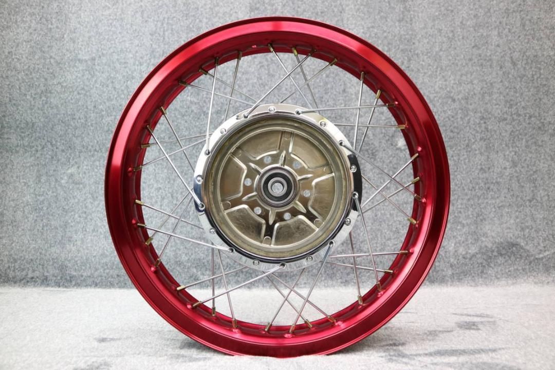 GS400 Hリム スポークホイール レッド / 赤 銀 - オートバイパーツ
