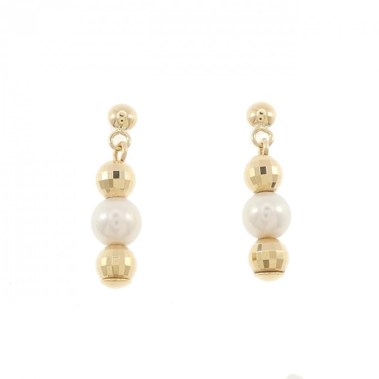 K18 パール付きピアス 4.7mm