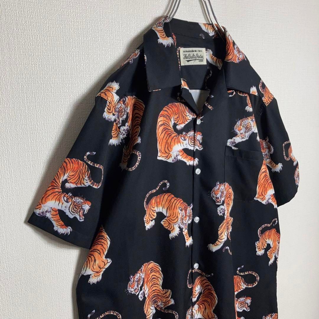 美品】WACKO MARIA アロハシャツ 半袖 開襟 レーヨン 虎 総柄
