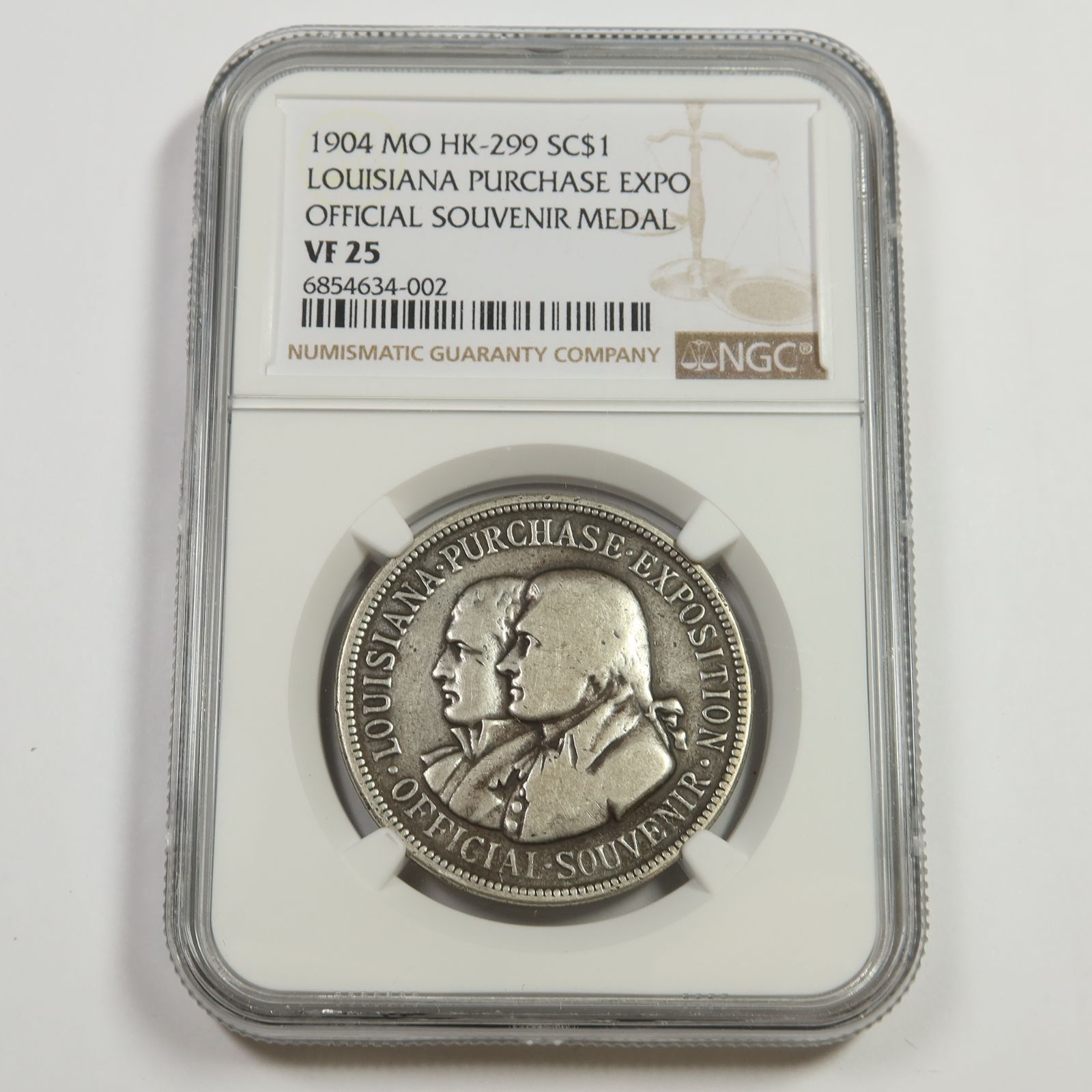 1904 NGC VF25 - Silver Louisiana Purchase Expo Medal SC$1 - MO HK-299