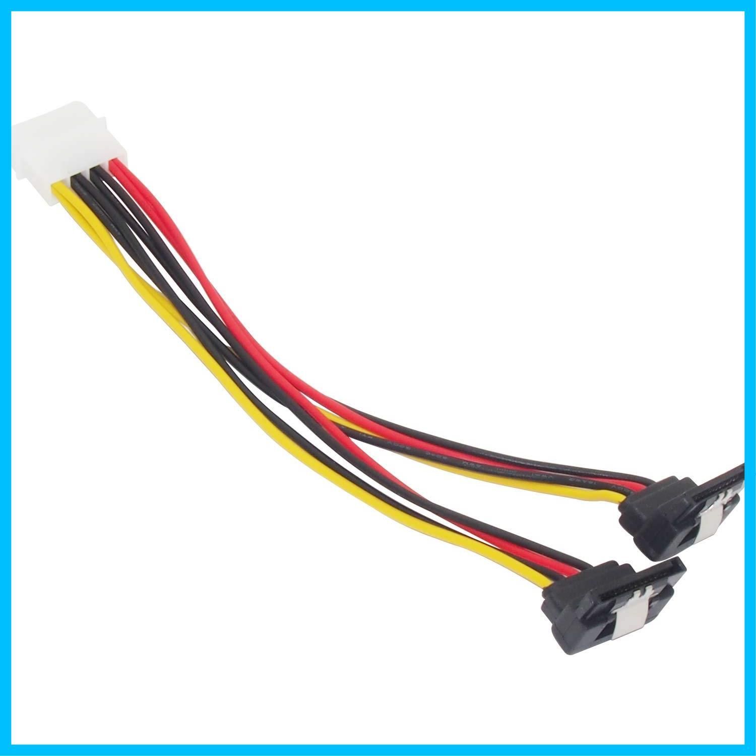 4ピン ⇔ IDE SATA電源 IDE 15ピン ラッチ付き 電源変換ケーブル 2分岐ケーブル SATA L型 to 20cm オーディオファン