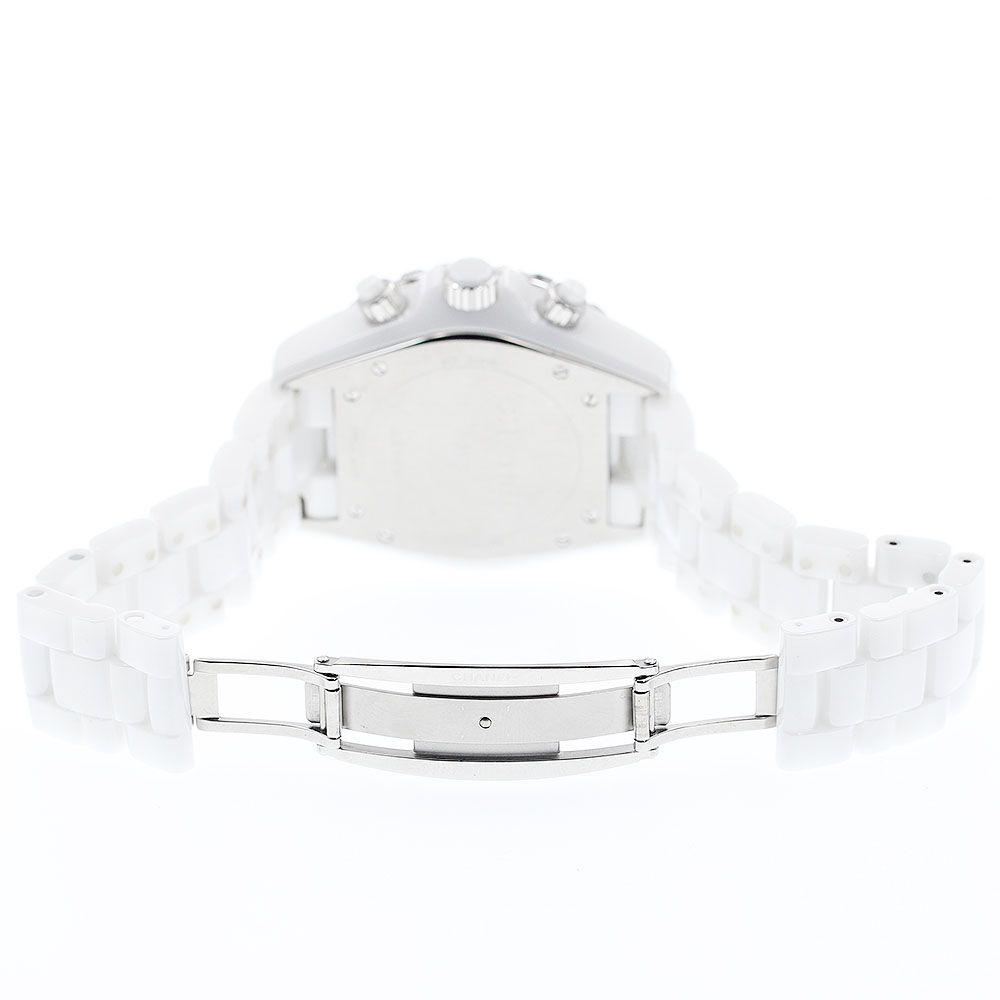 シャネル CHANEL H2009 J12 白セラミック アフターダイヤベゼル クロノ  
