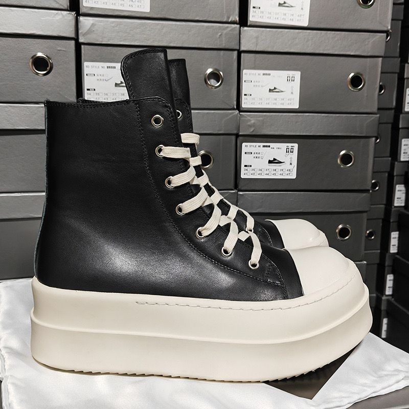 RickOwens リックオウエンス レザー ハイカット スニーカー - メルカリ