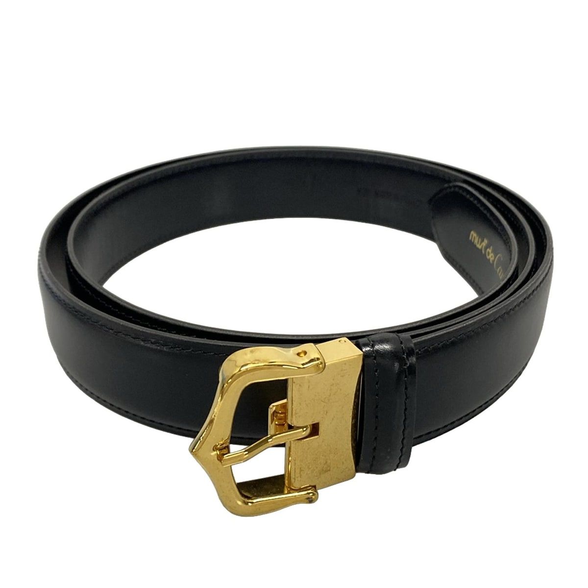 Cartier(カルティエ) ベルト - 黒×ゴールド Cバックル レザー
