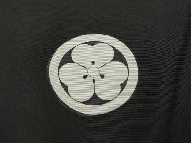 平和屋着物○男性 黒紋付 羽織セット 羽裏：七福神 正絹 逸品