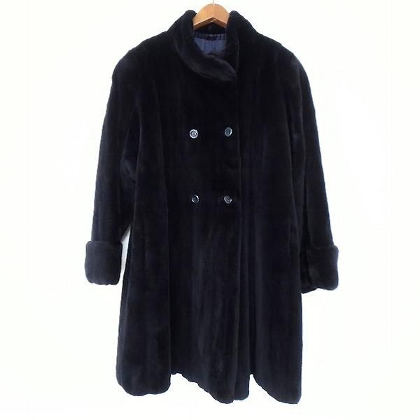 wnc エンバ EMBA 毛皮コート F 濃紺 ハイネック シェアードミンク