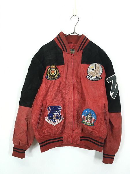 古着 90s TROOP 「TROOP SQUAD」 本革 オール レザー スタ