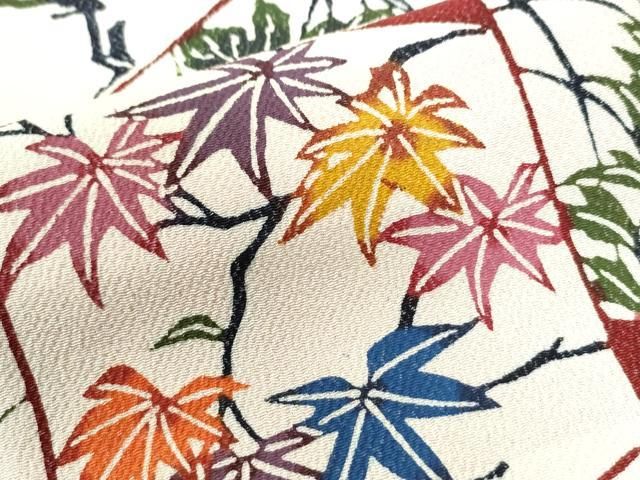 着物屋こころ■上質な小紋　辻が花　鬼しぼ縮緬　着丈160cm　裄丈67cm　正絹　逸品　A-ck6345 平和屋本店□極上 摺型友禅 京都 多ち花 小紋 枝花文 鬼しぼ縮緬 逸品