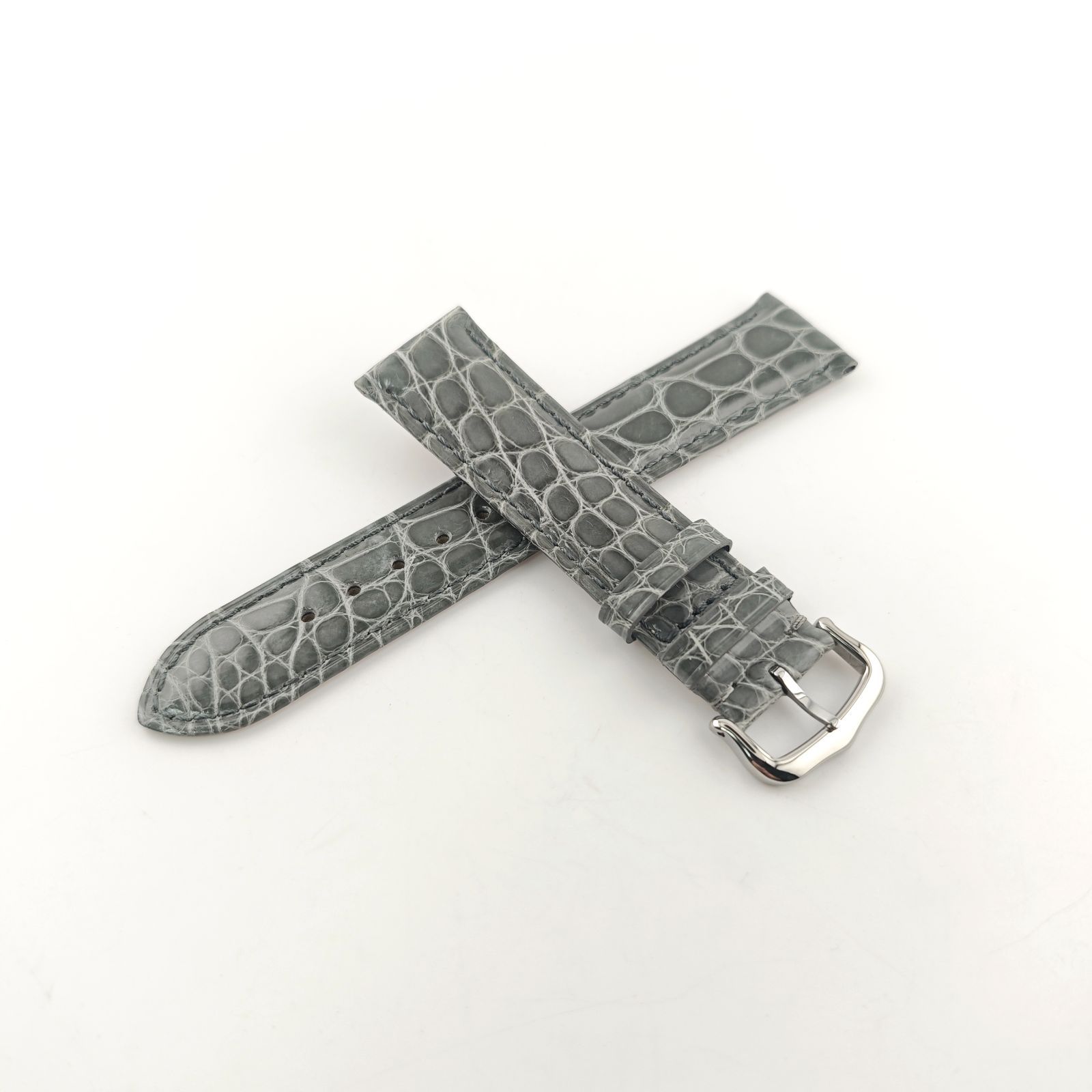 20mm 腕時計 アリゲーター レザー ベルト グレー 尾錠タイプ 対応 カルティエ タンク 等 Cartier