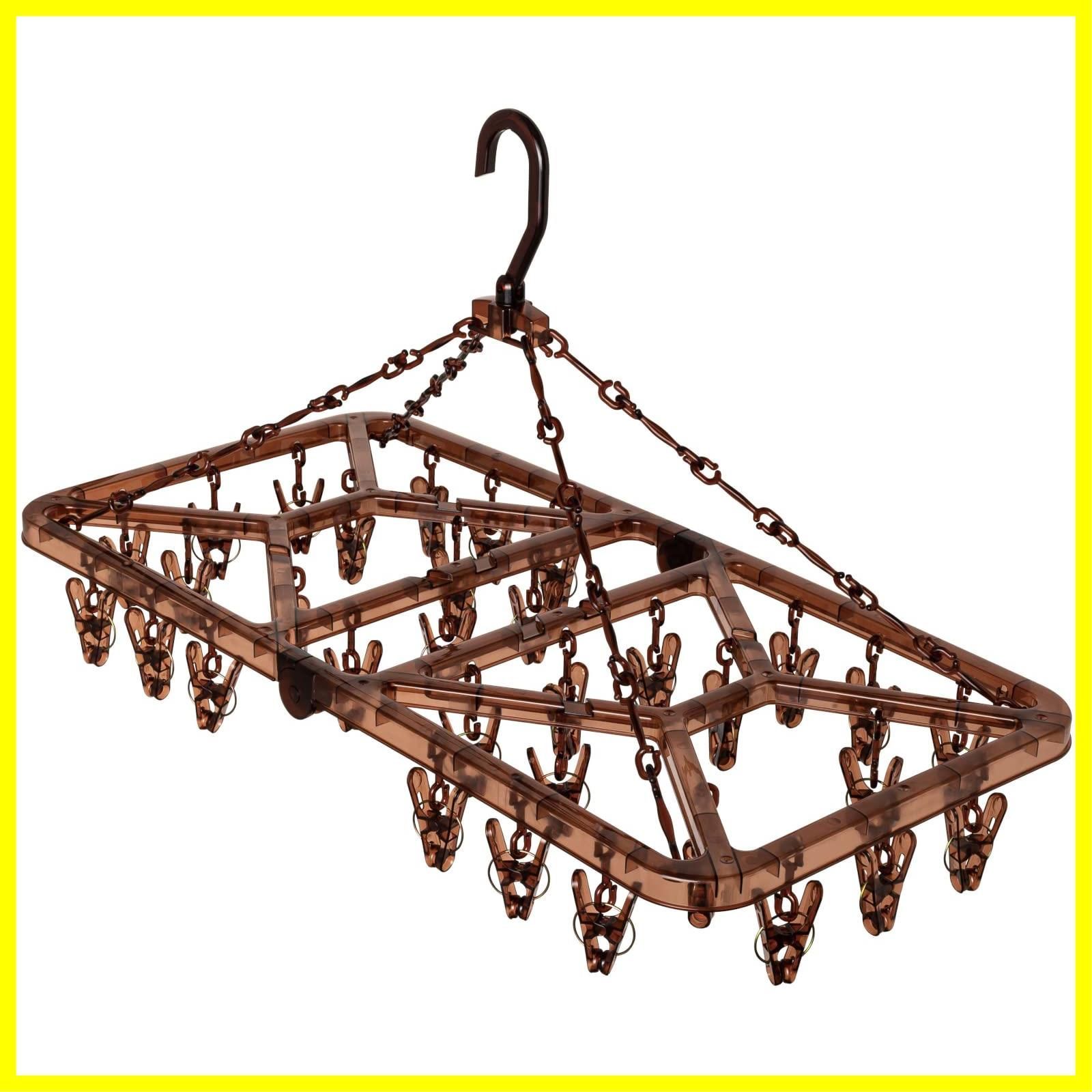 人気商品】縦60.5×横30×高さ35.5cm ブラウン ハンガー ピンチ 32