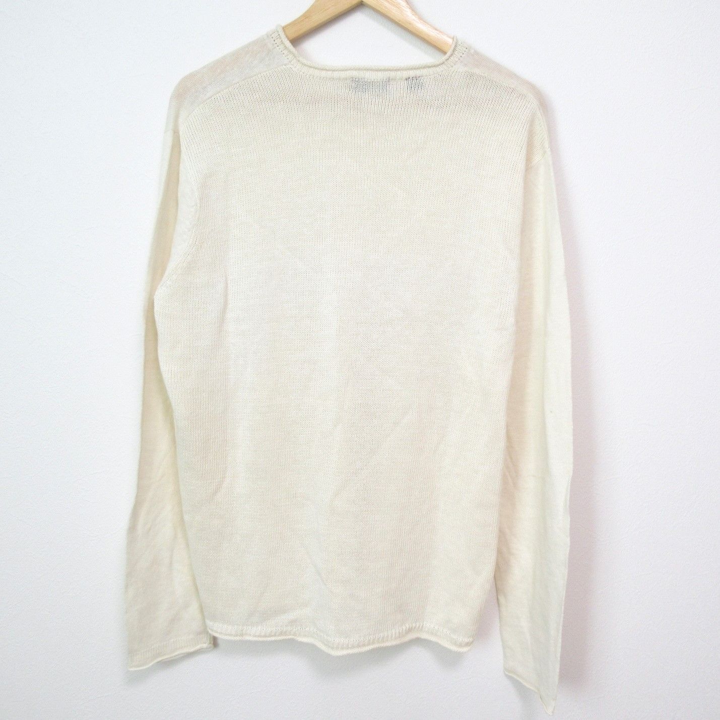 213529】ZARA ザラ サマーニット 長袖 Vネック リネン100％ XL