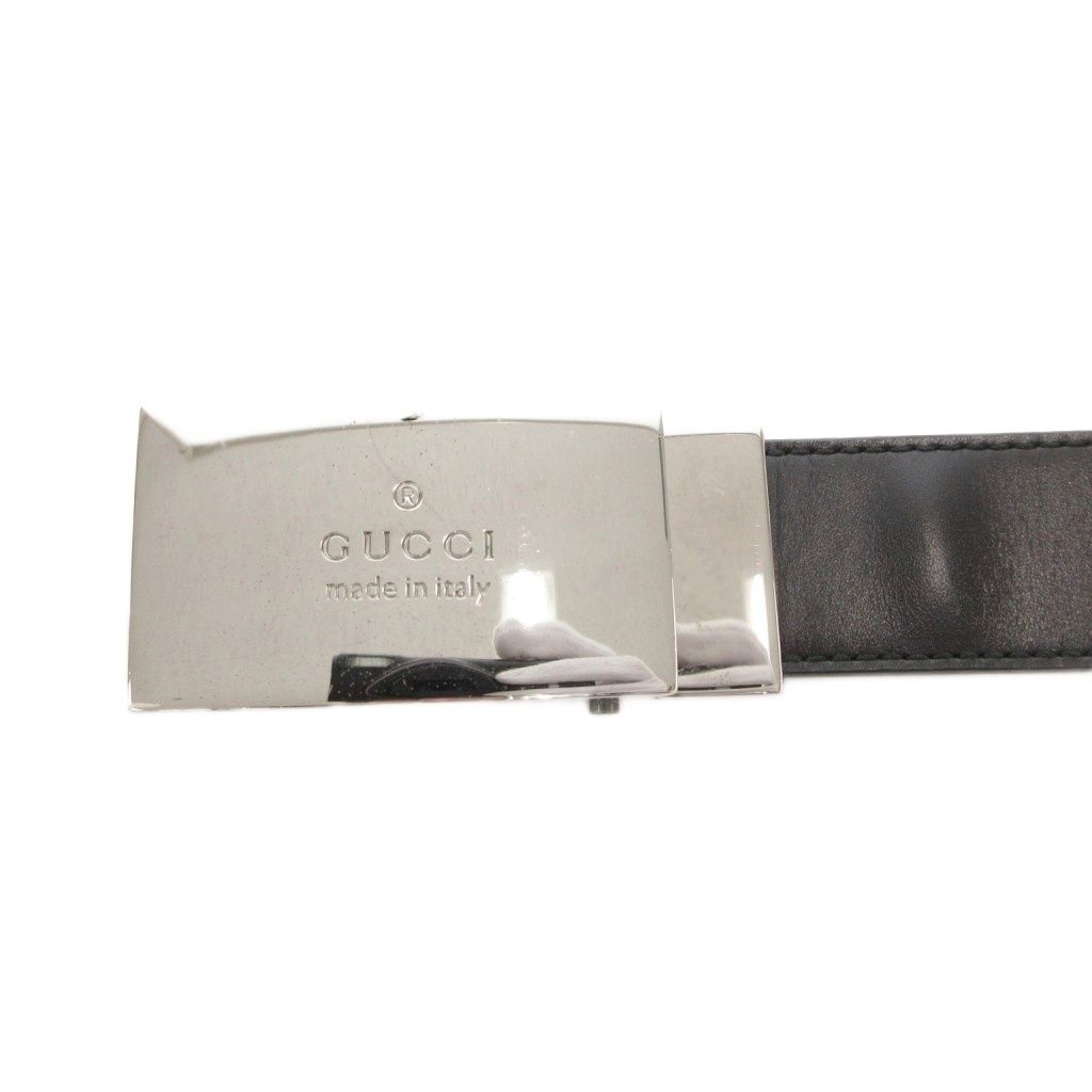 グッチ GUCCI レザーベルト バックルロゴ 黒 ブラック /GV □GY18  