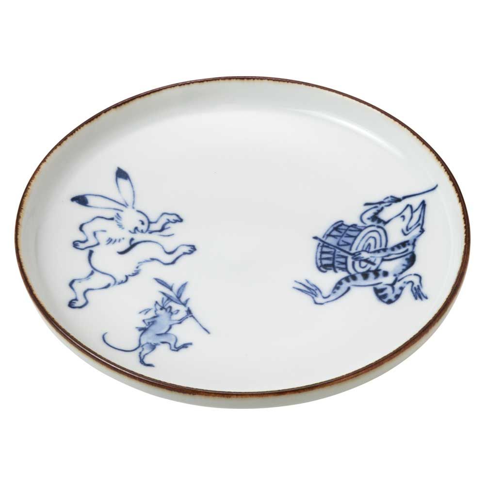 波佐見焼 鳥獣戯画／田楽 5寸皿 直径14.5cm 日本製 磁器取皿 中皿 兎や