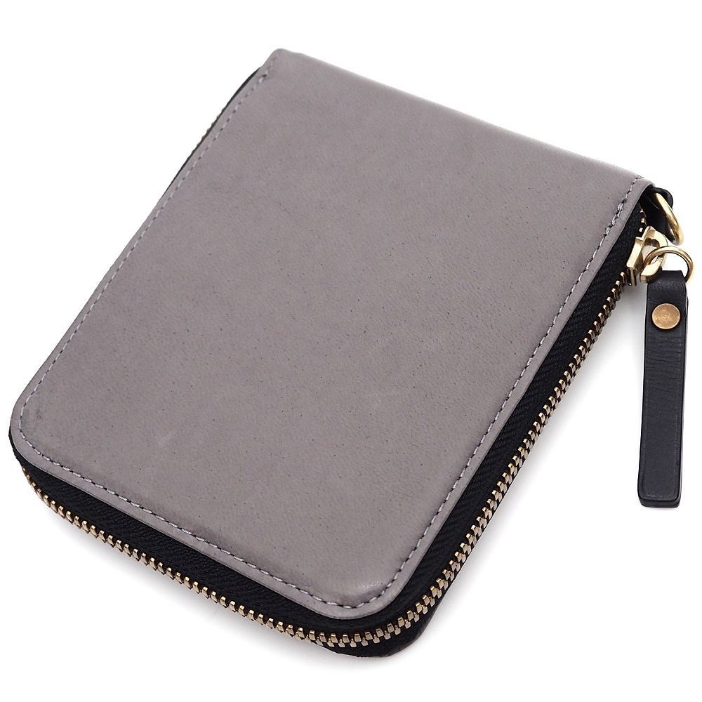 ♥品 texnh FOLD WALLET ラウンド レザーウォレット 財布 グレー 定価35200円 テクネ メンズ 5CH|H0618S|KUG02|