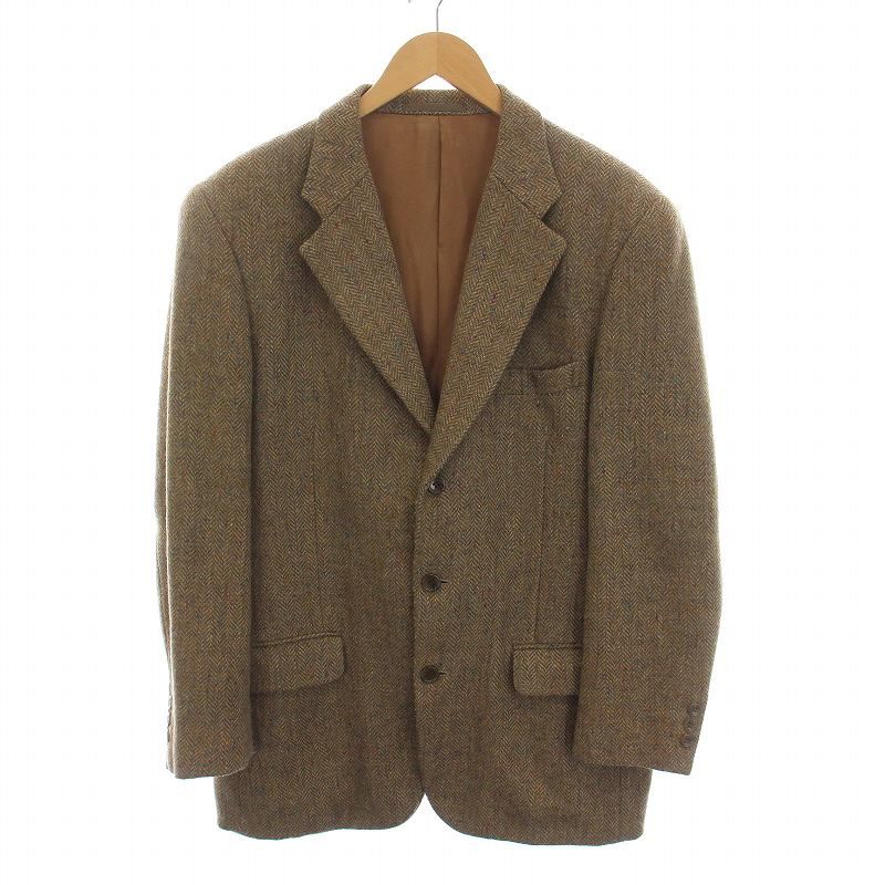 vintage テーラードジャケット　ブラウン　ヘリンボーン　冠婚葬祭 568f0624770d5753a805305d5fd8b2