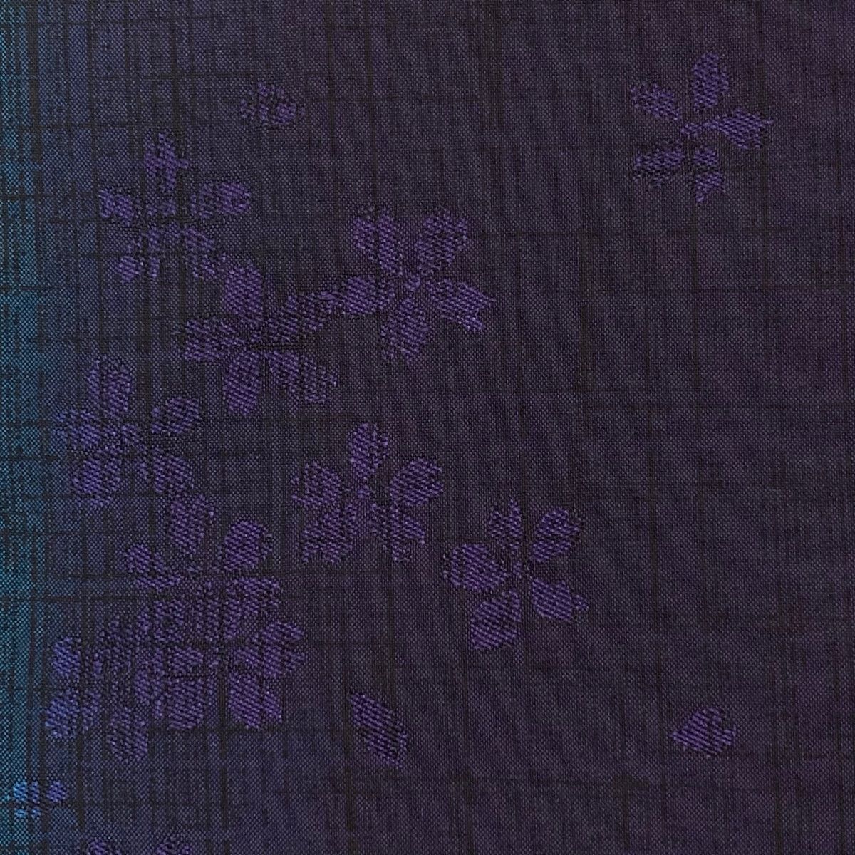 小紋 身丈161.5cm 裄丈69.5cm L 袷 紬地 桜 縞 刺繍 縦ぼかし