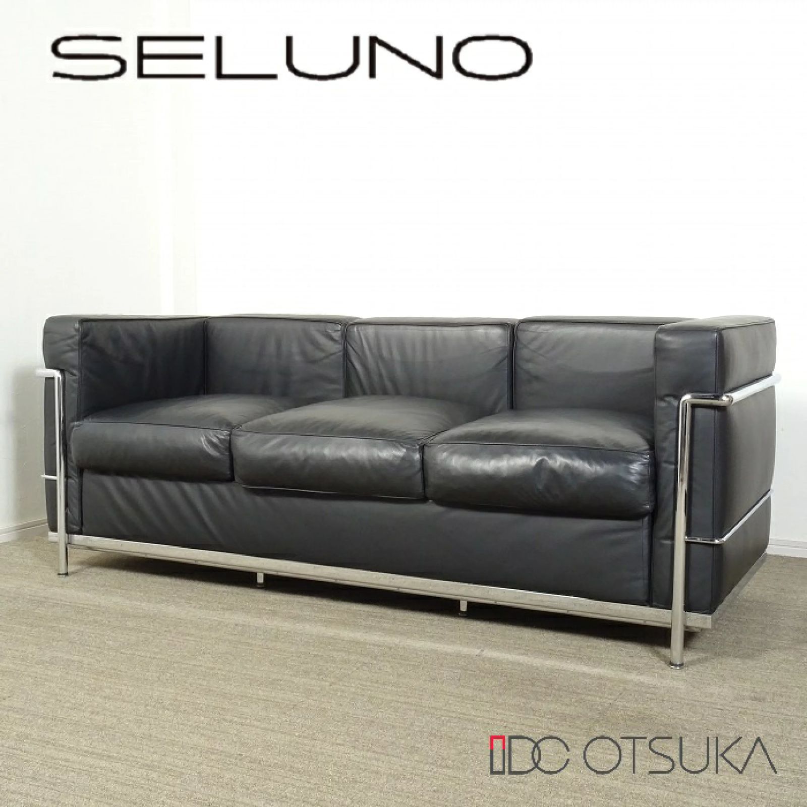 ◾︎SELUNO◾︎ 展示 IDC OTSUKA IDC大塚家具 LC2 3人掛けソファ 黒本革 | リプロダクト 80万 v406