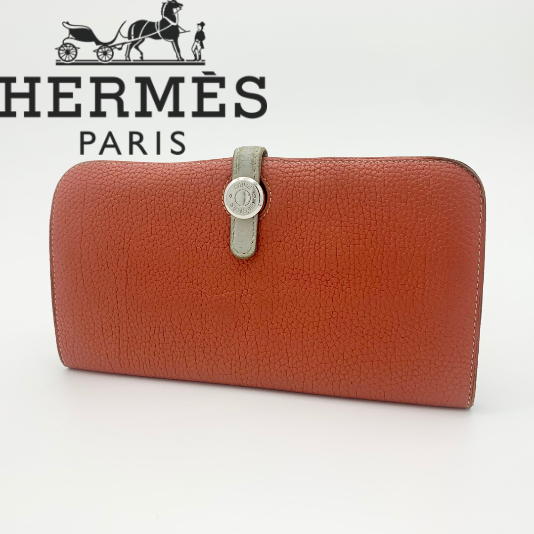 HERMES ドゴンロング トゴ エトゥープ o刻印 長財布 ドゴン オレンジ